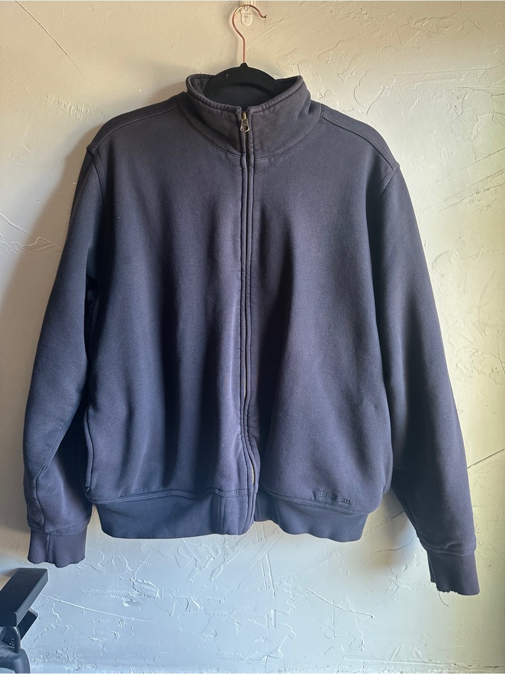 L.L.Bean Katahdin Iron Works Full Zip Sweatshirt Faded Black Distressed Workwear